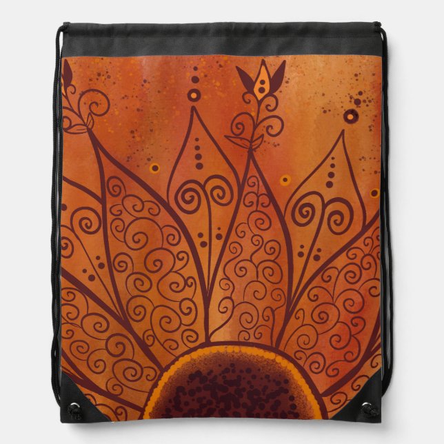 Abstract Sunflower Pattern Drawstring Bag (Front)