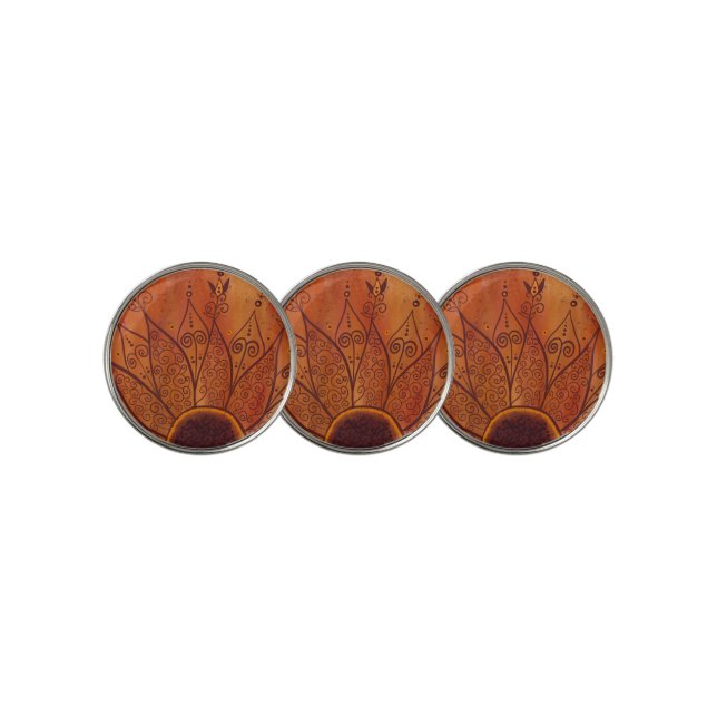 Abstract Sunflower Pattern Golf Ball Marker (3 Up)