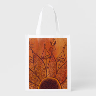 Abstract Sunflower Pattern Grocery Bag