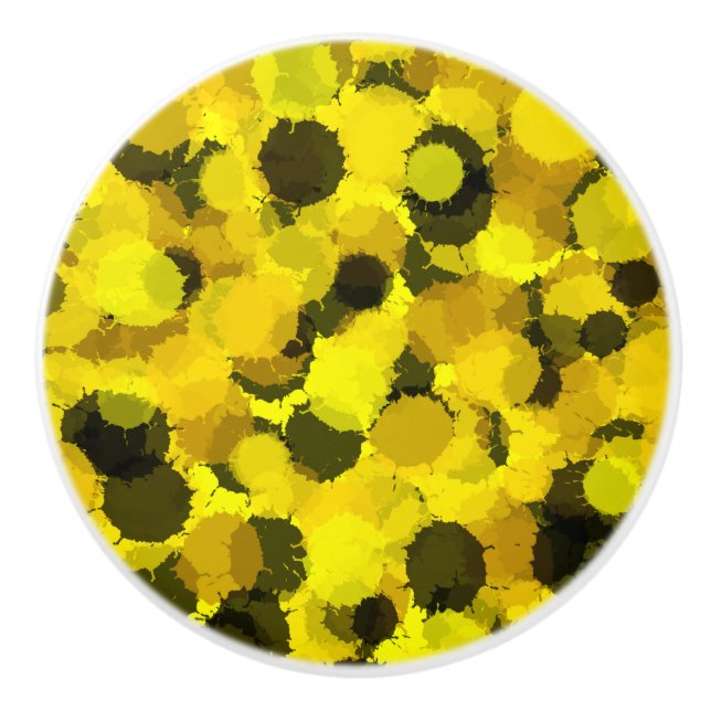 Abstract sunflower Pattern Inspirational Artistic Ceramic Knob (Front)