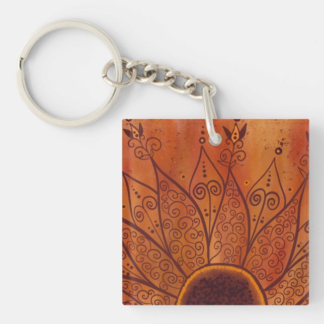Abstract Sunflower Pattern Keychain (Front)