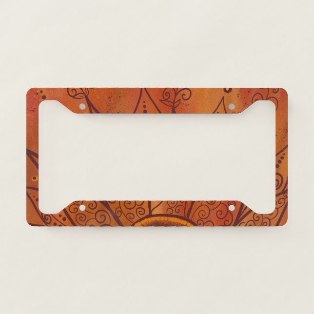 Abstract Sunflower Pattern License Plate Frame (Front)