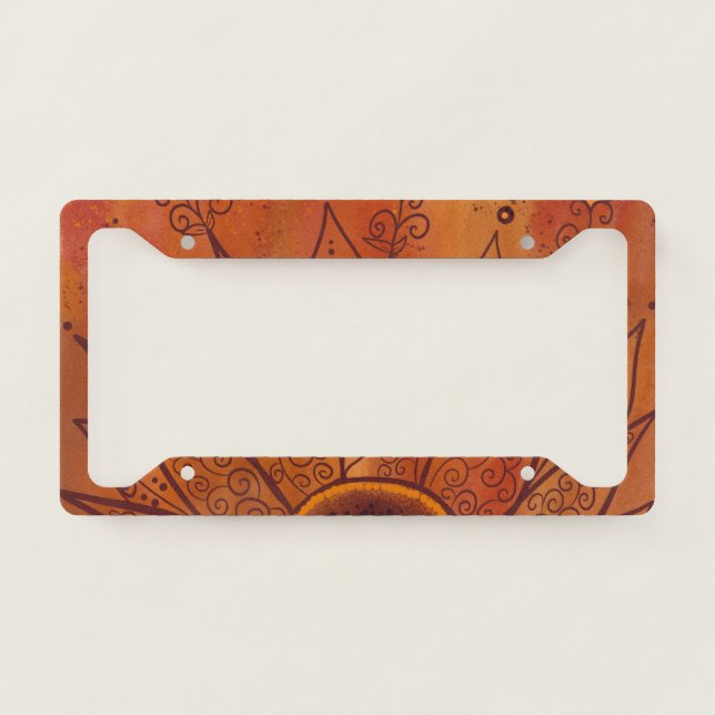 Abstract Sunflower Pattern License Plate Frame (Front)