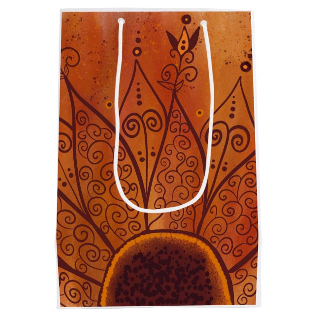 Abstract Sunflower Pattern Medium Gift Bag (Back)