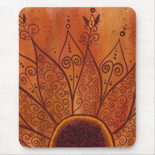 Abstract Sunflower Pattern Mouse Pad
