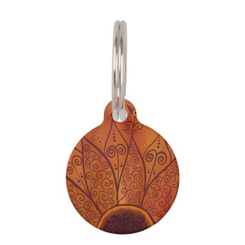 Abstract Sunflower Pattern Pet ID Tag