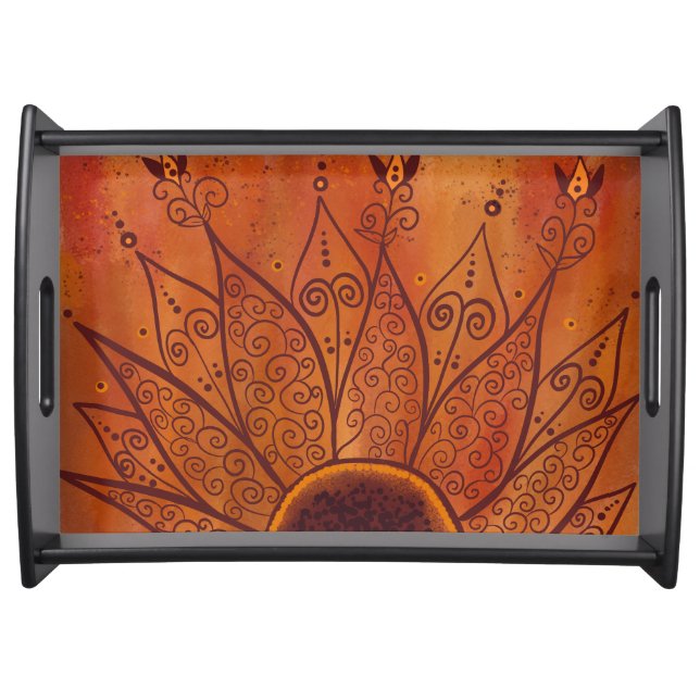 Abstract Sunflower Pattern Serving Tray (Front)