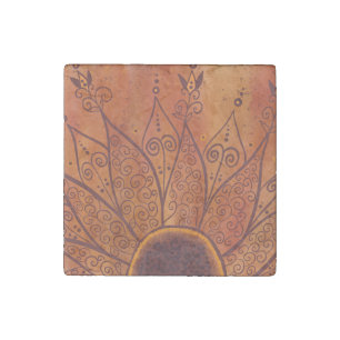 Abstract Sunflower Pattern Stone Magnet