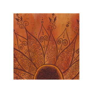 Abstract Sunflower Pattern Wood Wall Art