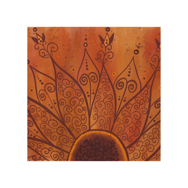 Abstract Sunflower Pattern Wood Wall Art (Front)