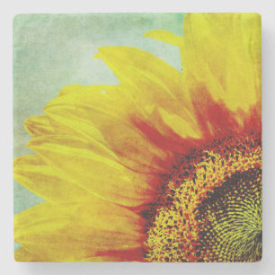 Abstract Sunflower Stone Coaster