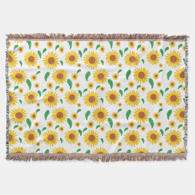 Abstract Sunflower Throw Blanket (Front)