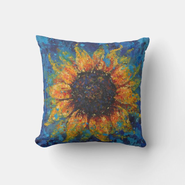 Abstract Sunflower Throw Pillow (Front)