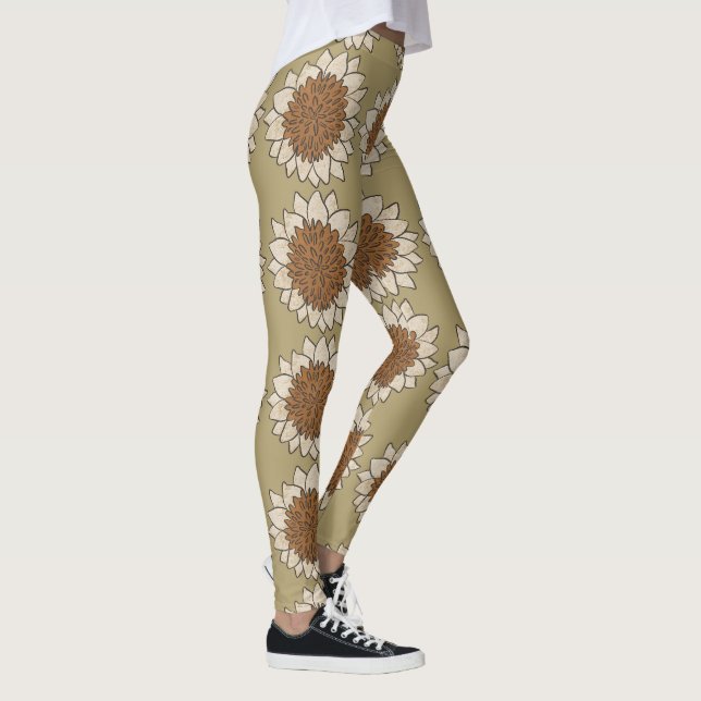 Abstract Sunflower Tile Background Leggings (Right)