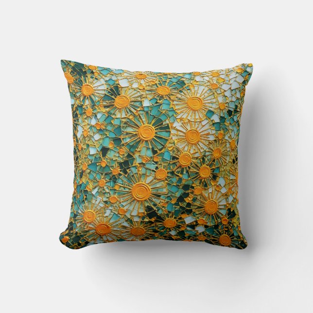 Abstract Sunflowers 102 Throw Pillow (Front)