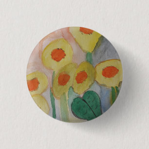 Abstract Sunflowers Badge Button