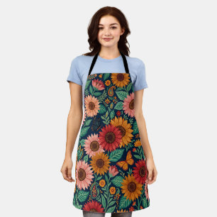Abstract Sunflowers Butterflies Apron