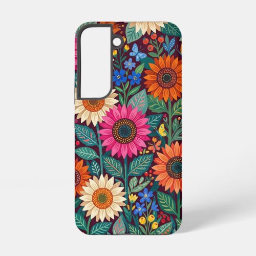 Abstract Sunflowers Butterflies Samsung Cases