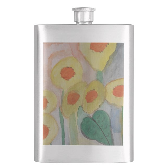 Abstract Sunflowers Classic Flask (Front)