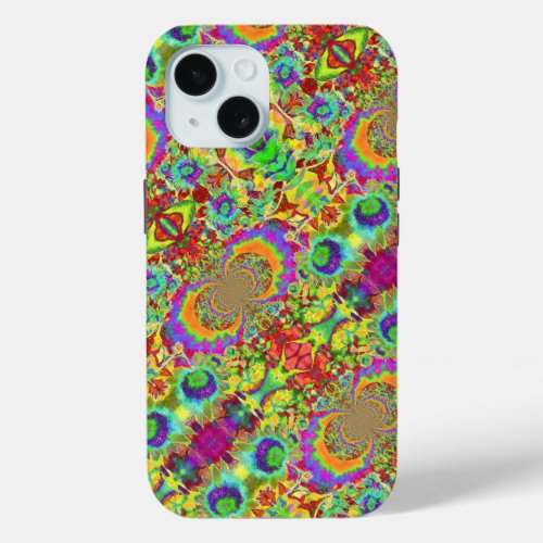 Abstract sunflowers  funky retro flowers   iPhone 15 case