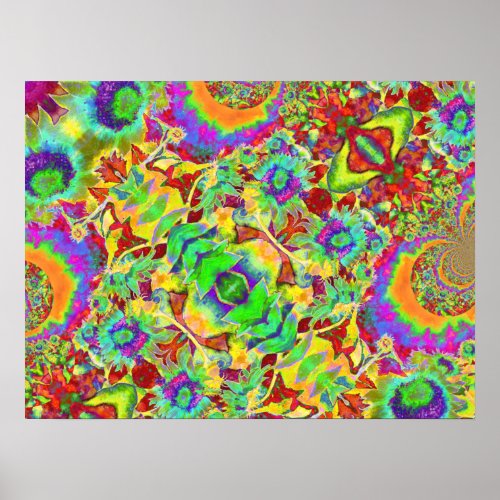 Abstract sunflowers  funky retro flowers   poster