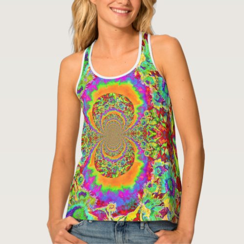 Abstract sunflowers  funky retro flowers tank top