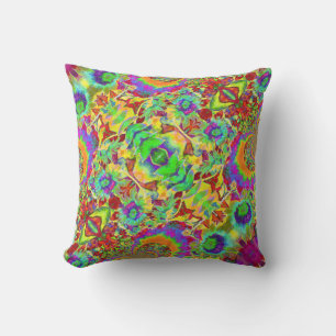 Abstract sunflowers   funky retro flowers   throw pillow