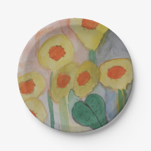 Abstract Sunflowers Paper Plate