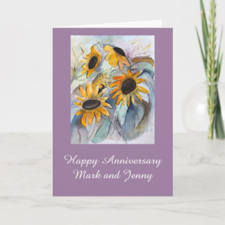Abstract Sunflowers Personalized Anniversary Card