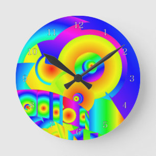 Abstract Sunflowers Round Clock
