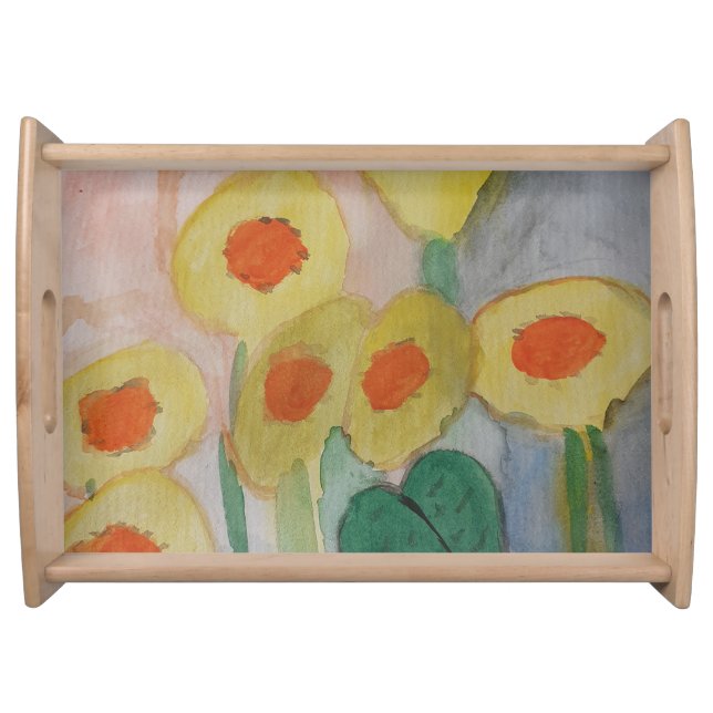 Abstract Sunflowers Serving Tray (Front)