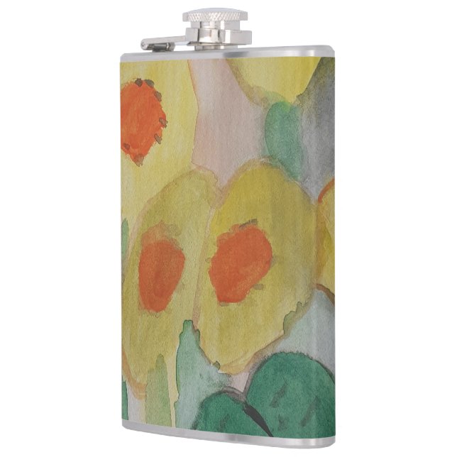 Abstract Sunflowers Vinyl Wrapped Flask (Left)