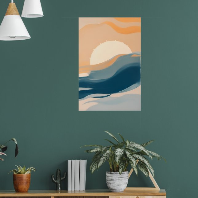 Abstract Sunlit Seascape, minimalistic sunset Poster (Living Room 1)