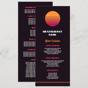 Abstract Sunrise, Restaurant Slimline Menu