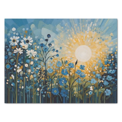 Abstract Sunrise Wildflowers Field Decoupage Tissue Paper