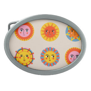 Abstract suns: ethnic seamless pattern. belt buckle