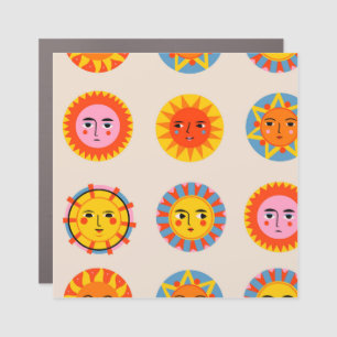 Abstract suns: ethnic seamless pattern. car magnet