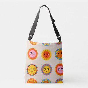 Abstract suns: ethnic seamless pattern. crossbody bag