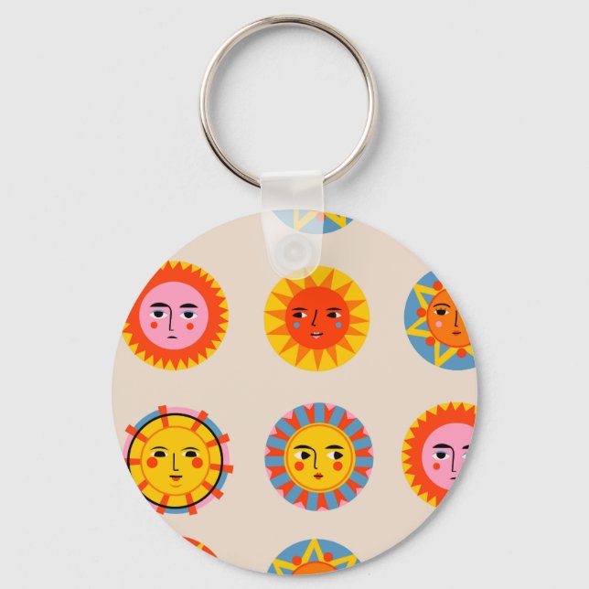 Abstract suns: ethnic seamless pattern. keychain (Front)