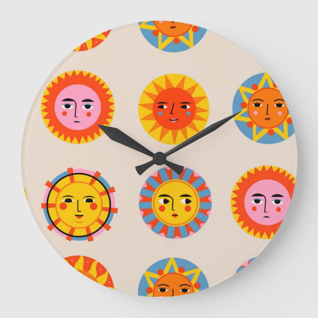 Abstract suns: ethnic seamless pattern. large clock (Front)