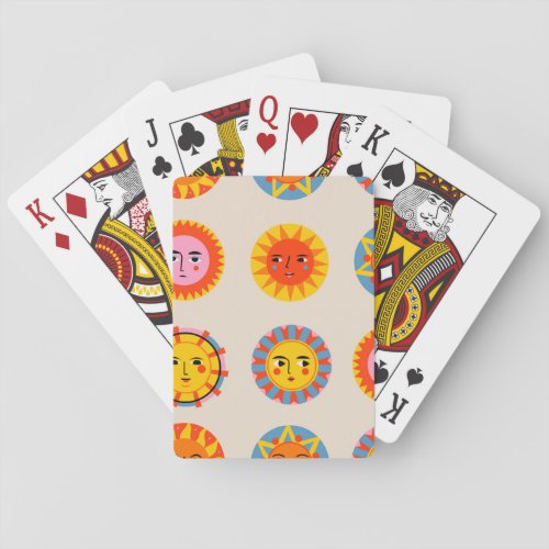 Abstract suns ethnic seamless pattern playing cards