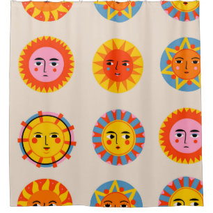 Abstract suns: ethnic seamless pattern. shower curtain