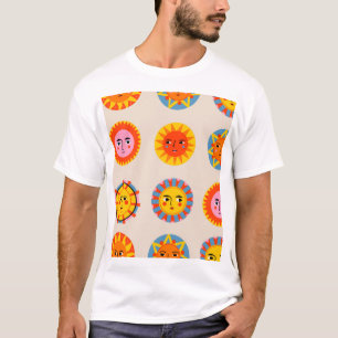 Abstract suns: ethnic seamless pattern. T-Shirt