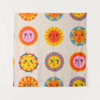 Abstract suns: ethnic seamless pattern.