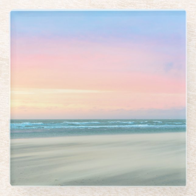 Abstract sunset at the beach in the Hague Glass Coaster (Front)