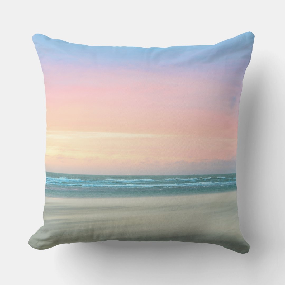 Abstract sunset at the beach in the Hague Throw Pillow | Zazzle