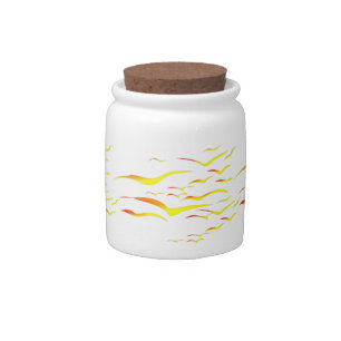 Abstract Sunset Birds Candy Jar