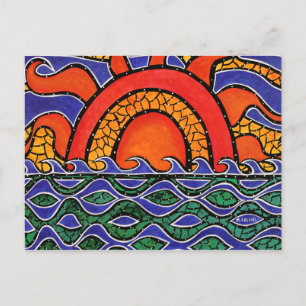 Abstract Sunset Colorful Art Postcard