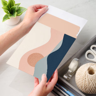 Abstract Sunset Depiction Blue Peach Cream Envelope Mailers