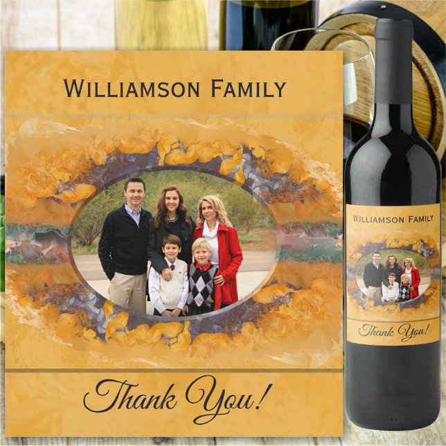 Abstract Sunset Family Thank You 0612 Wine Label (Creator Uploaded)
